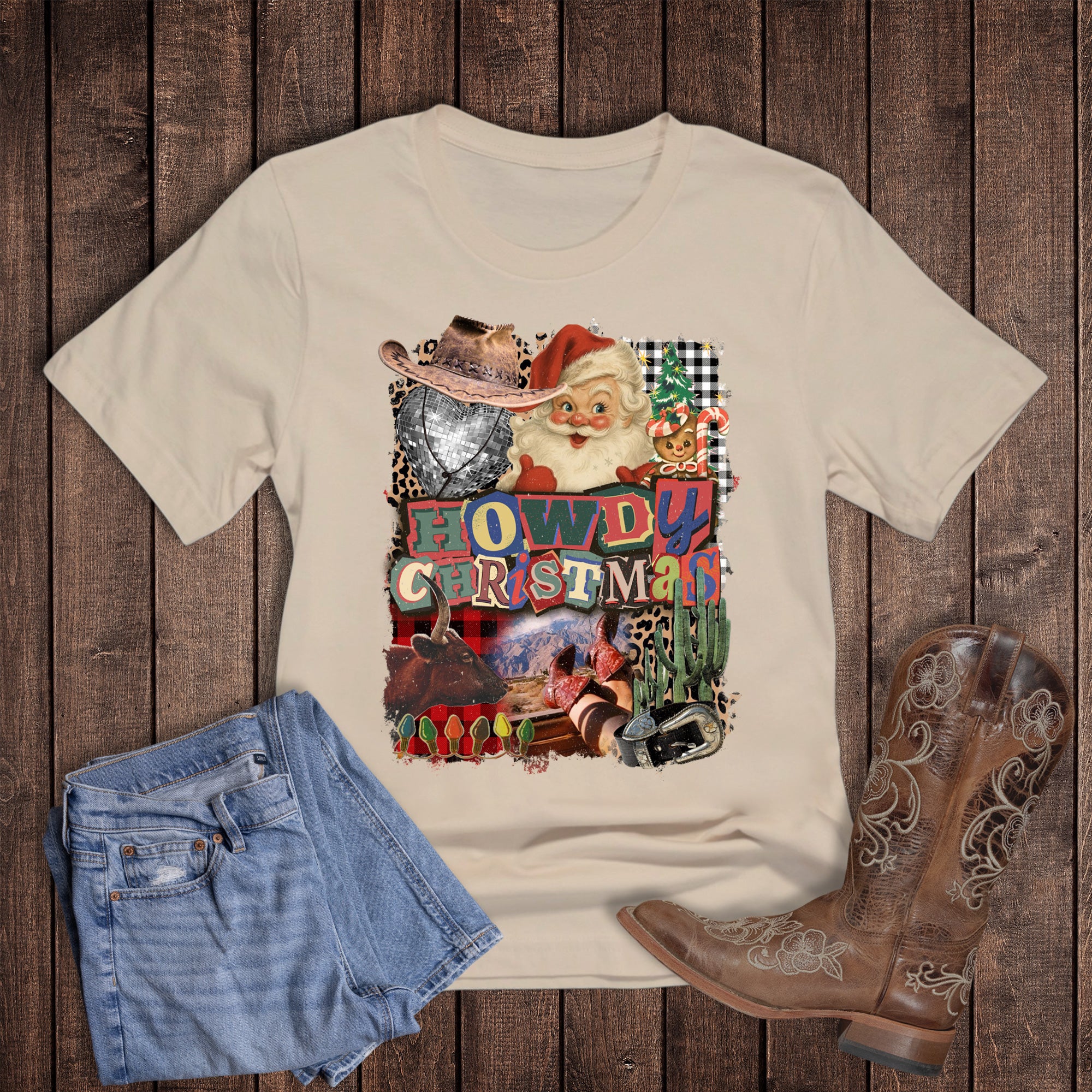 Christmas Western Howdy Santa Collage