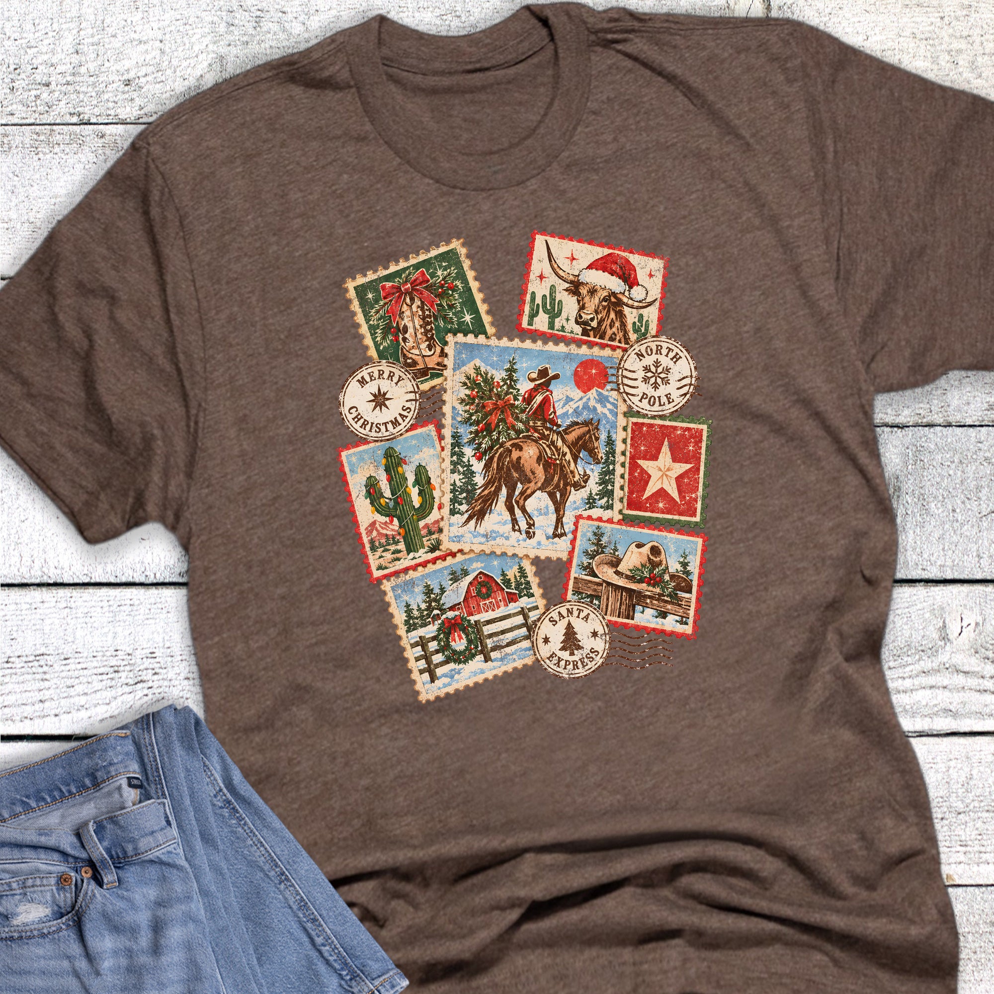 Christmas Western Retro Stamps