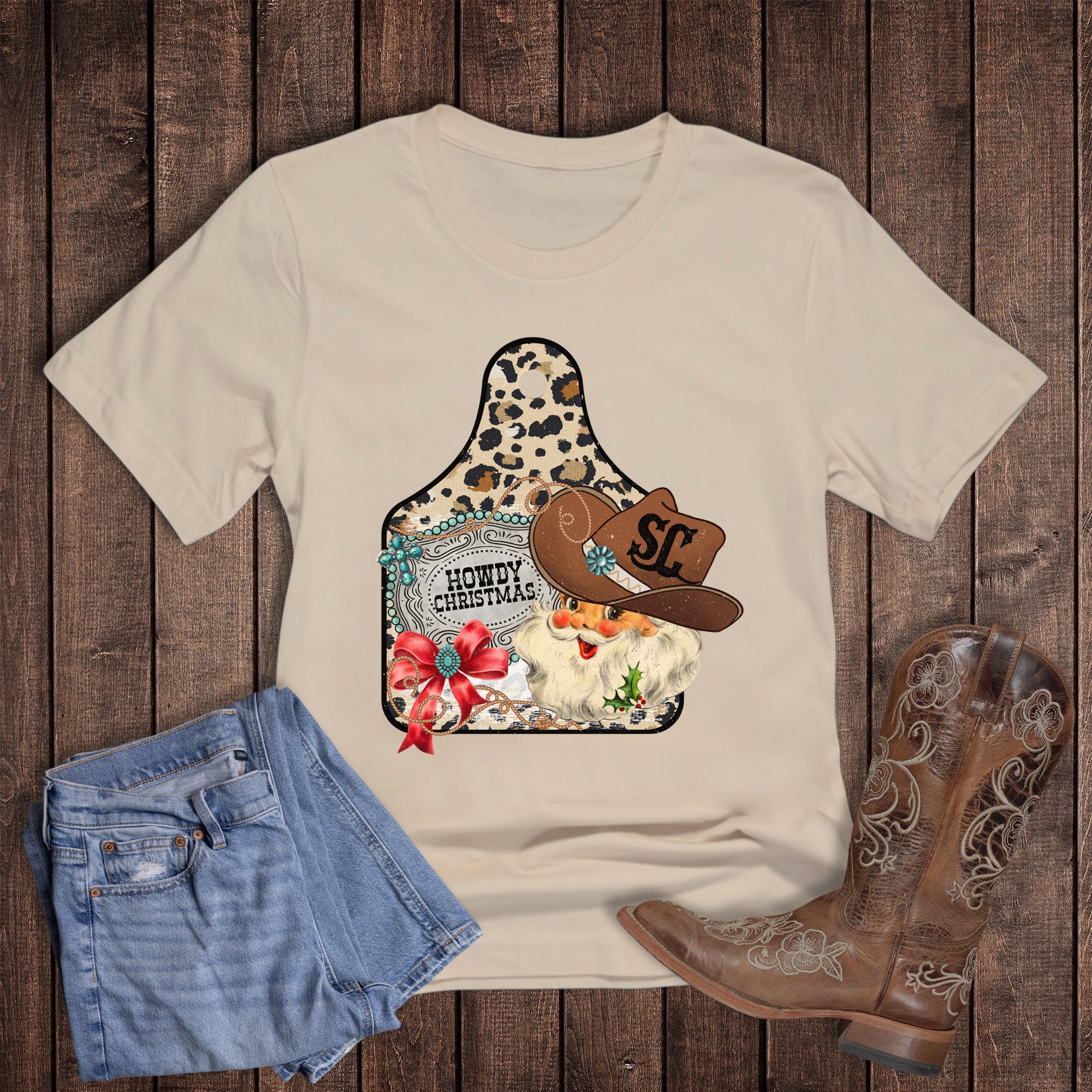 Christmas Western Santa Howdy Christmas Tag