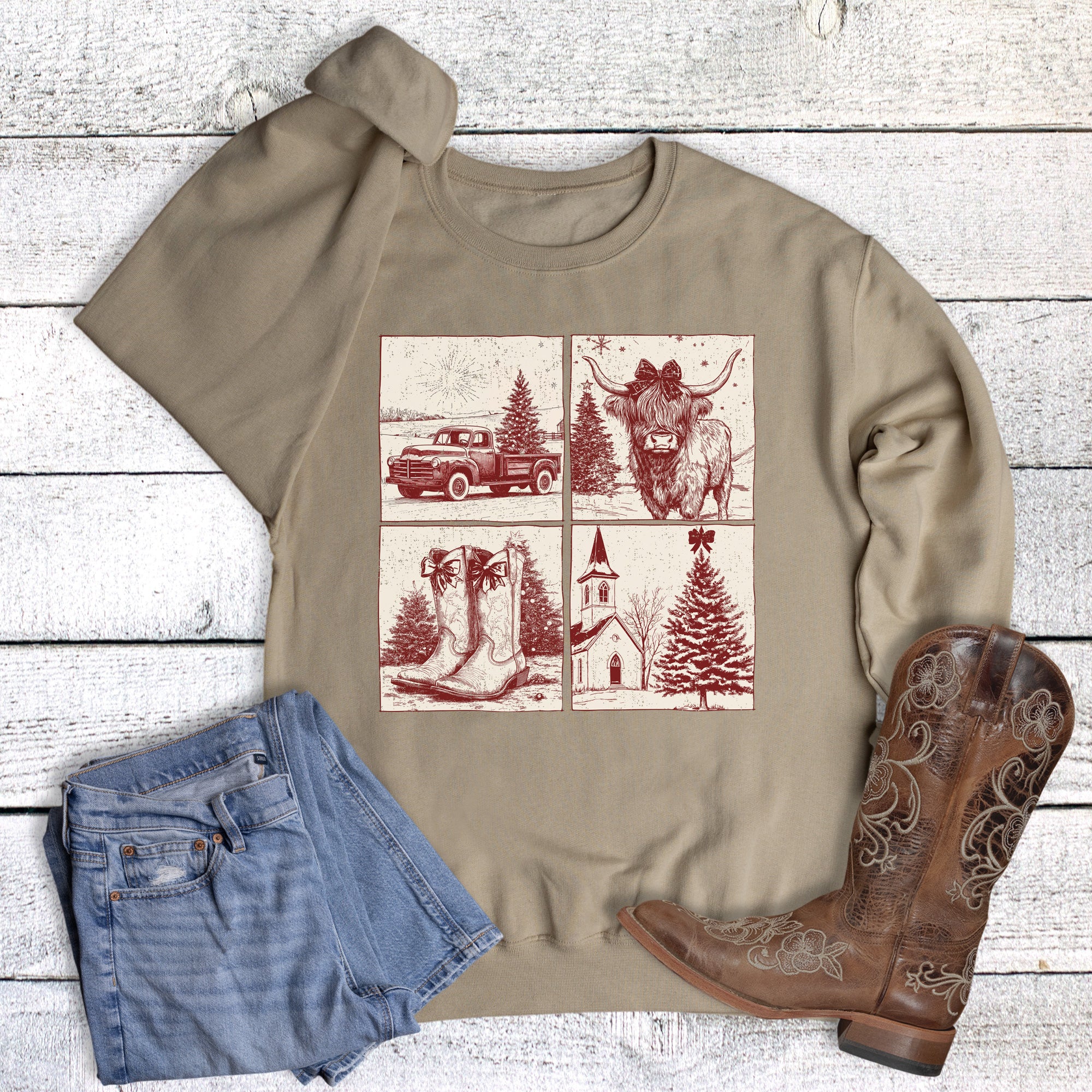 Christmas Western Squares Sweatshirt