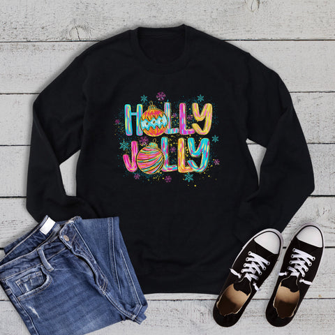 Colorful Christmas Holly Jolly Sweatshirt