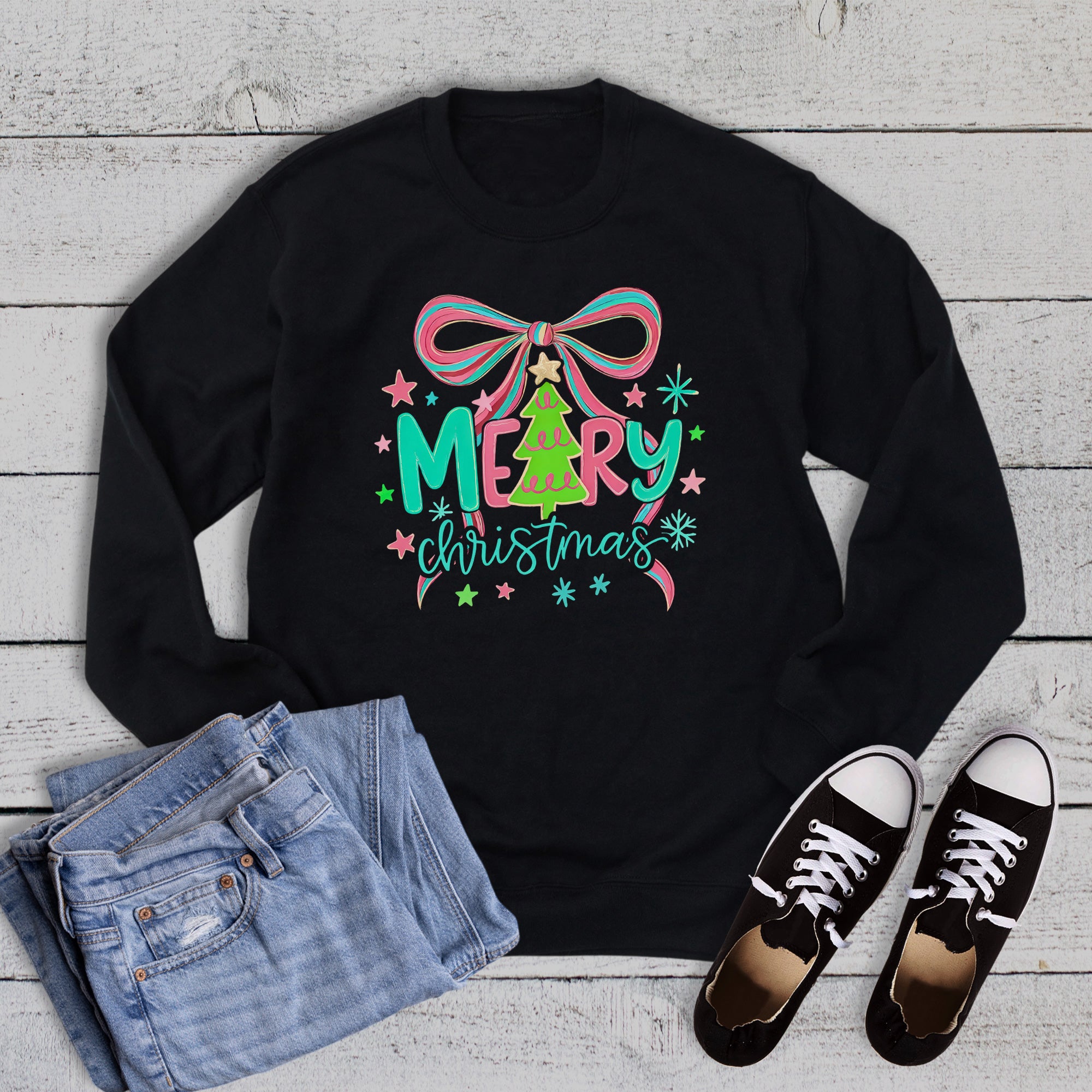 Coquette Merry Christmas Tree Sweatshirt