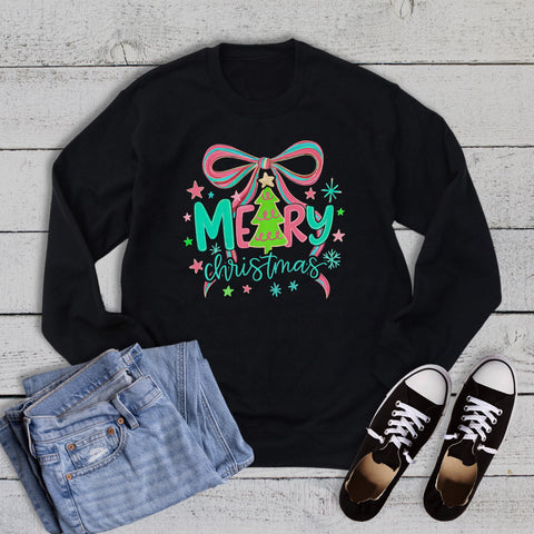 Coquette Merry Christmas Tree Sweatshirt