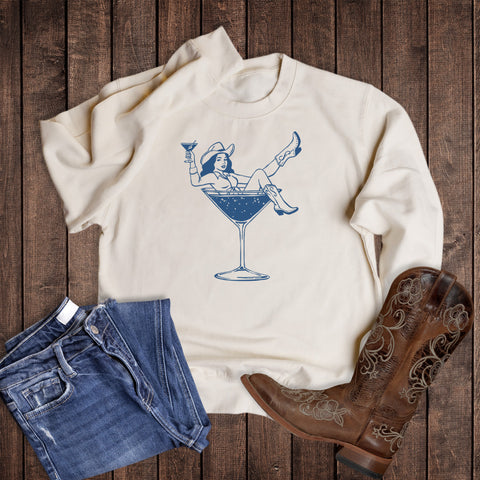 Cowgirl in Martini Glass Sweatshirt