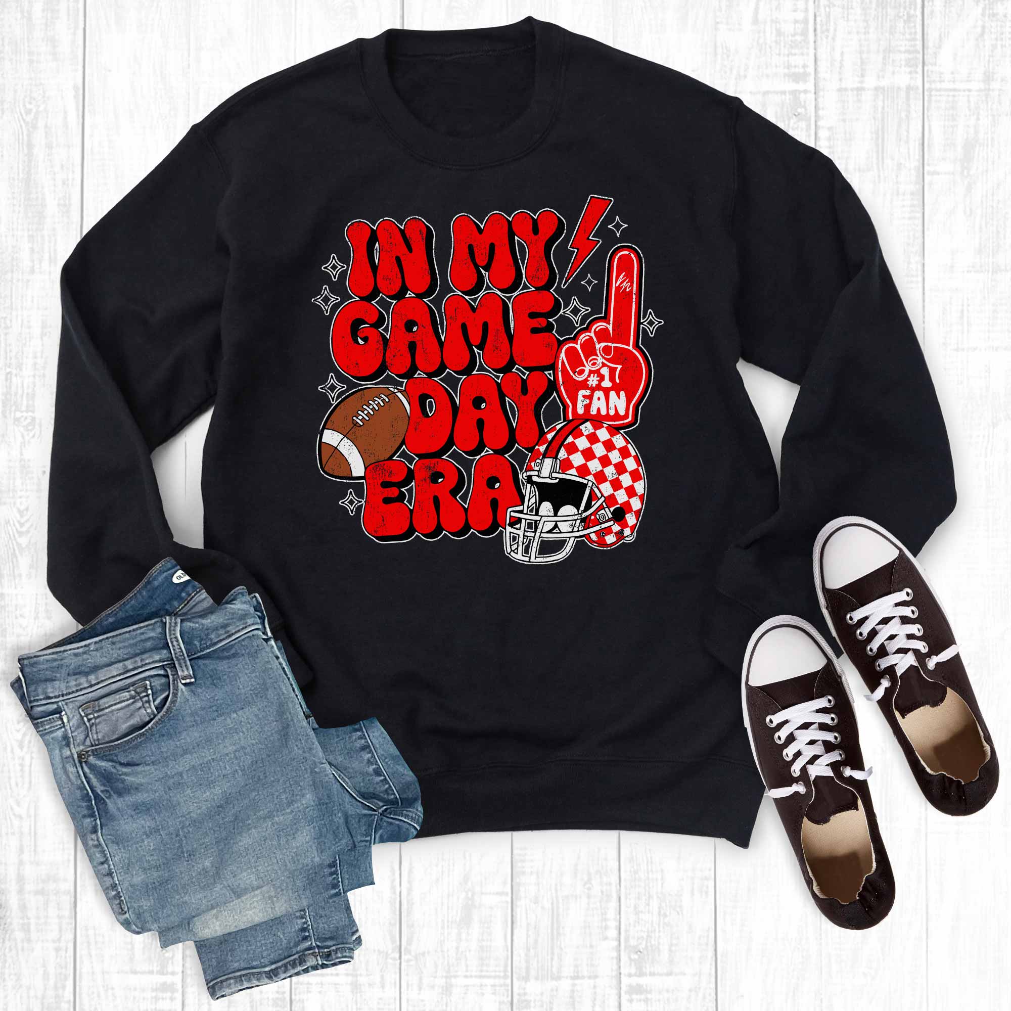 Custom Retro Football In My Gameday Era Graphic Sweatshirt