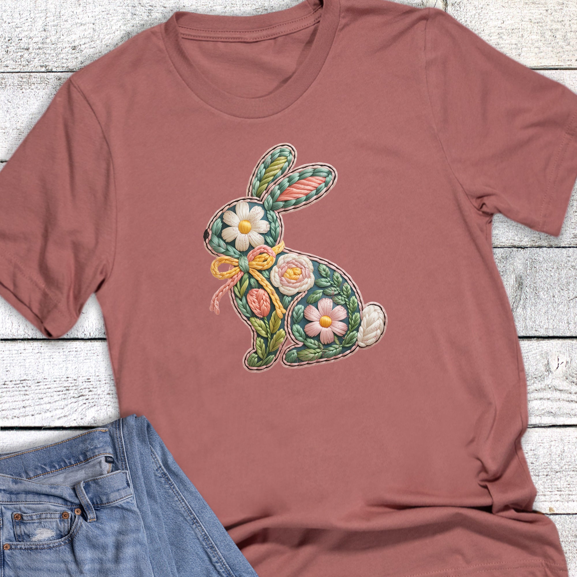 Easter Faux Yarn Daisy Bunny Graphic Tee