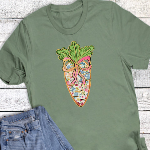 Easter Floral Bow Carrot Graphic Tee