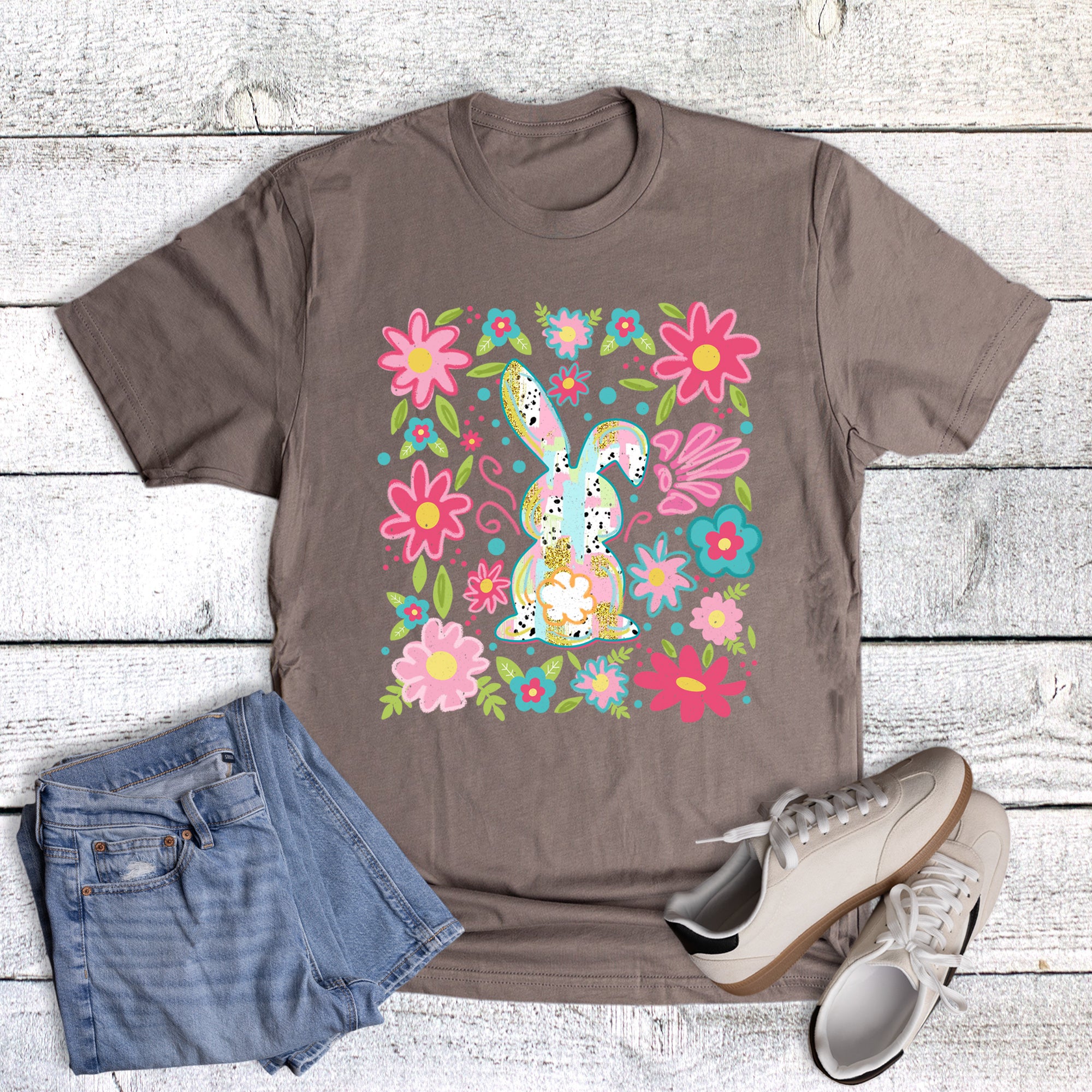 Easter Spotted Bunny and Florals