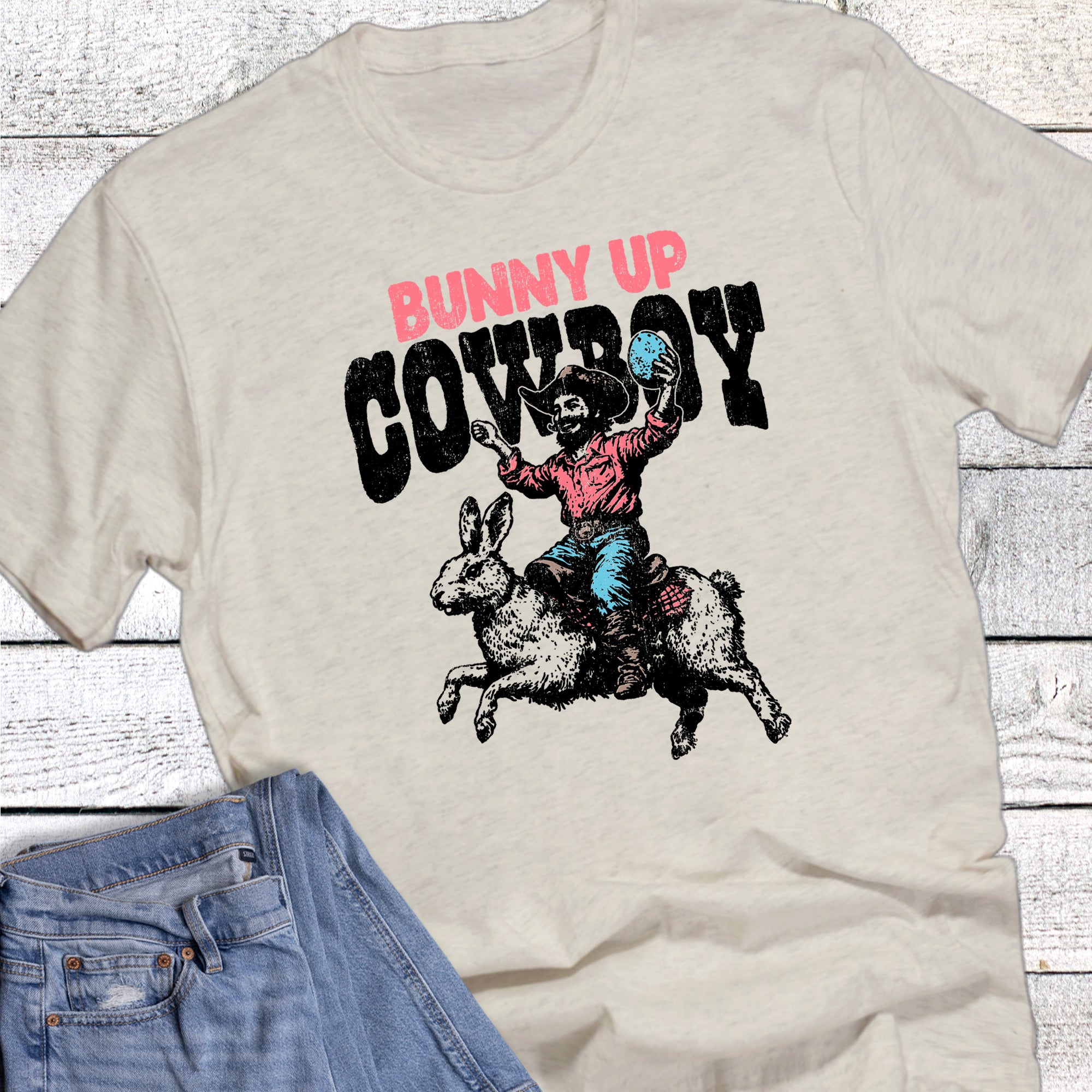Easter Western Bunny Up Cowboy Graphic Tee