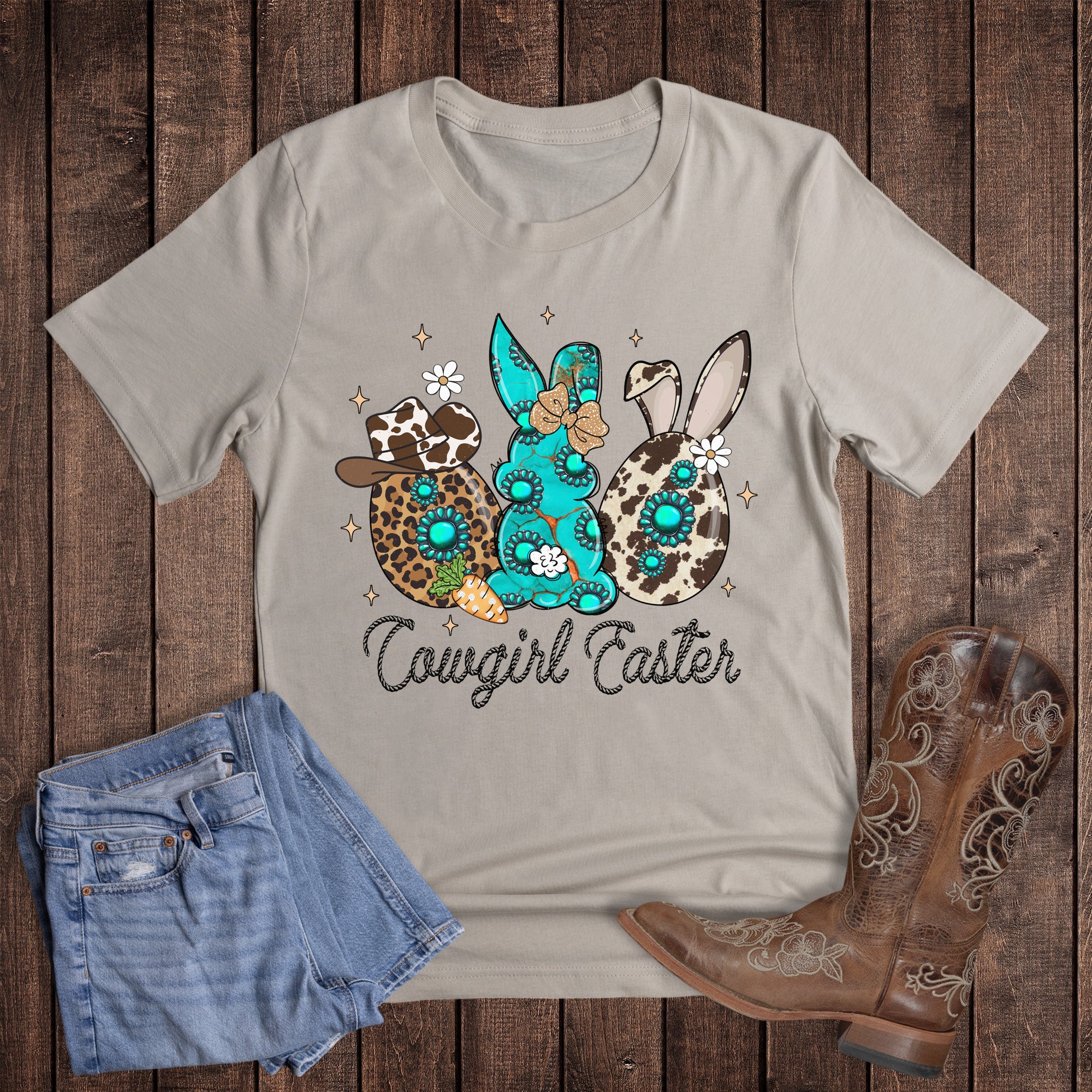 Easter Western Turquoise Bunny and Eggs