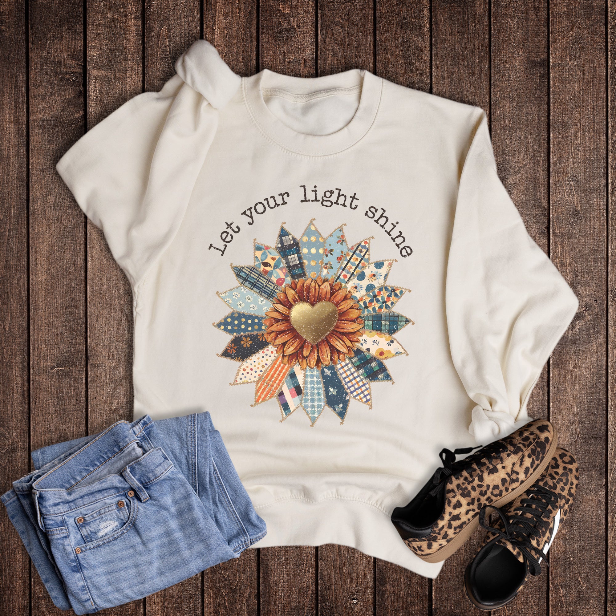 Fabric Sunflower Let Your Light Shine Sweatshirt