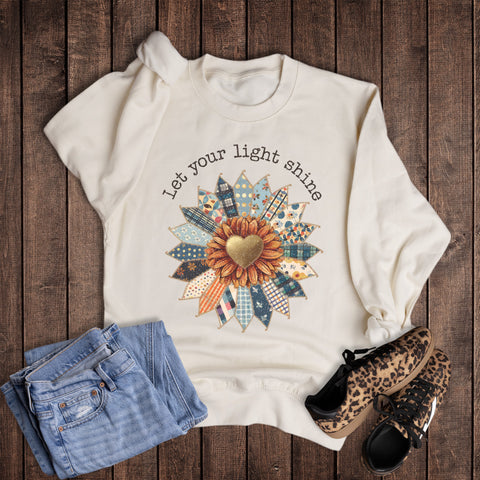 Fabric Sunflower Let Your Light Shine Sweatshirt