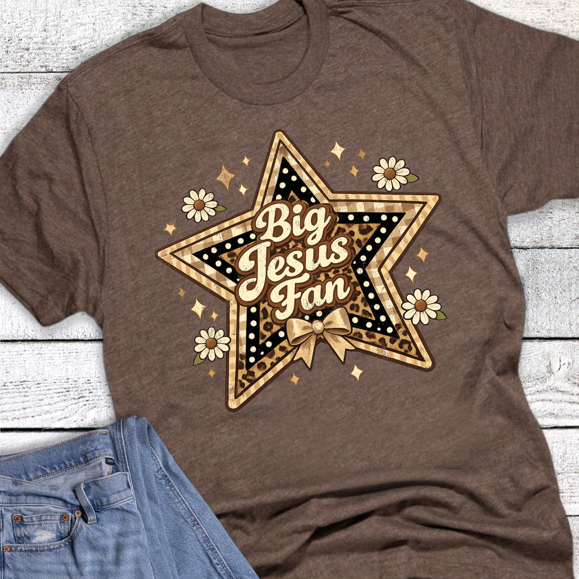Faith Big Jesus Fan Leopard Star