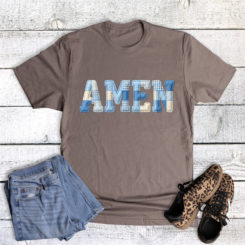 Faith Faux Quilted Amen Graphic Tee