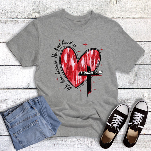 Faith Glitter Cross Brushstroke Heart Valentines