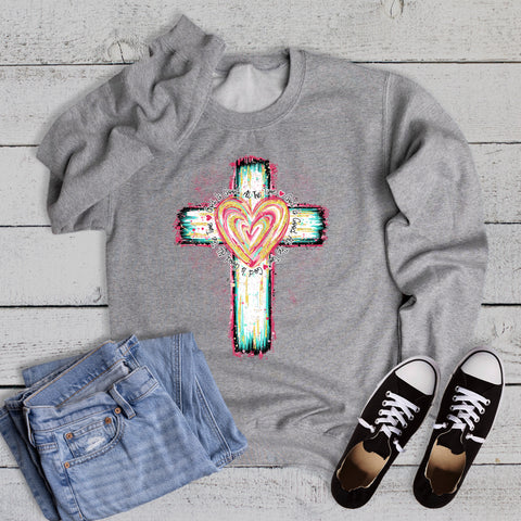 Faith God is Good Heart Cross Sweatshirt