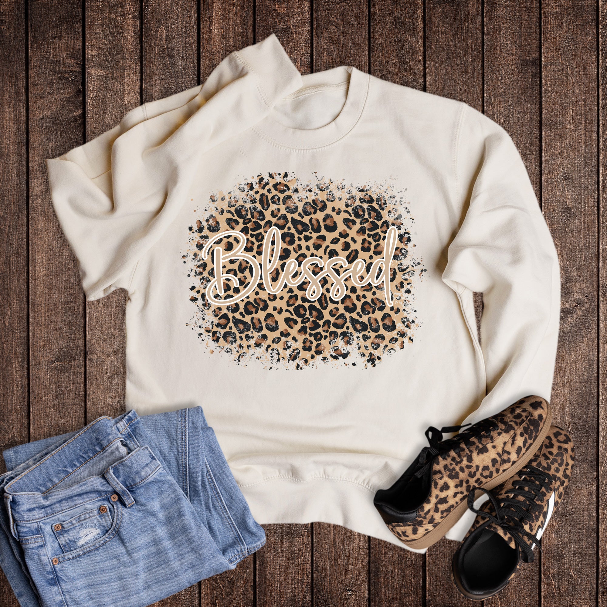 Faith Leopard Blessed Sweatshirt