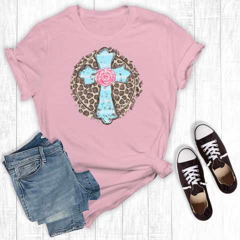 Faith Leopard Rose Cross