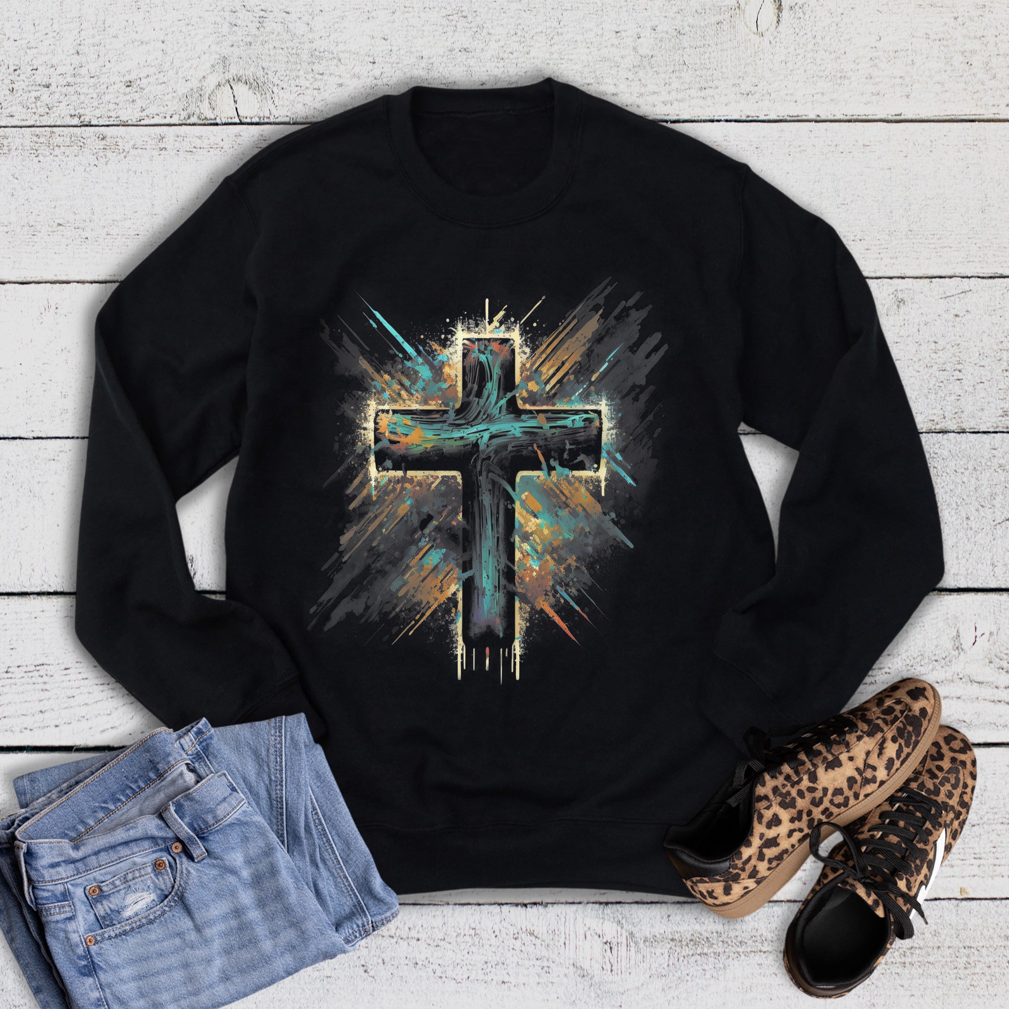 Faith Splatter Cross Sweatshirt