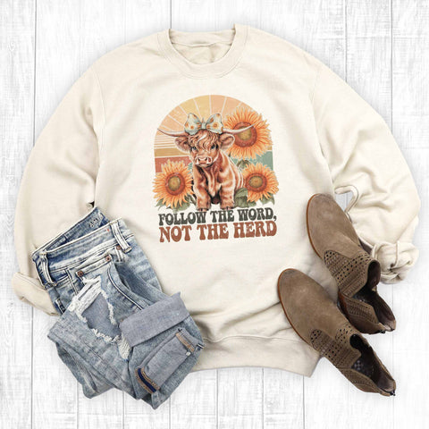 Faith Western Follow the Word Not the Herd Graphic Sweatshirt
