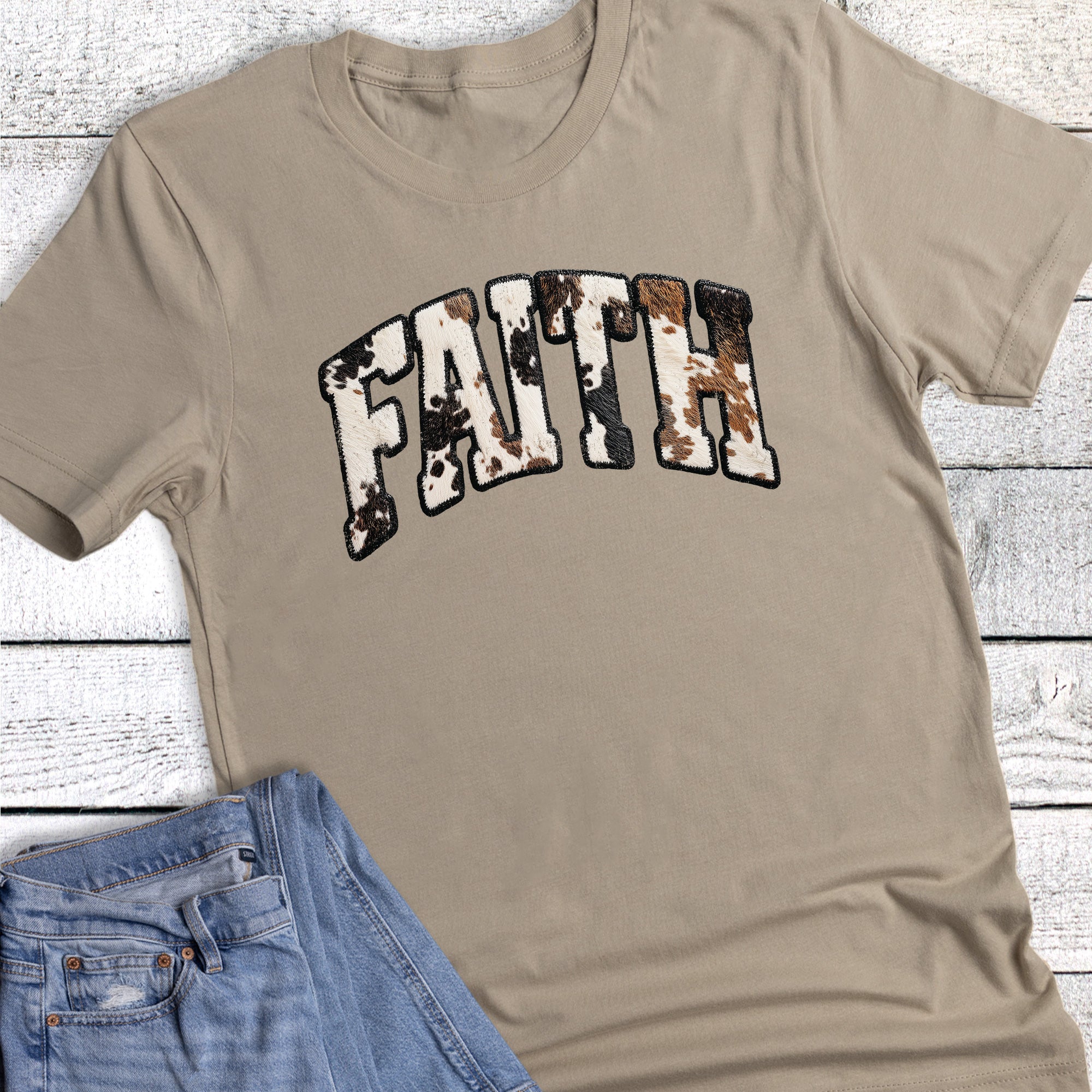 Faith Western Brown And Black Cowhide Graphic Tee
