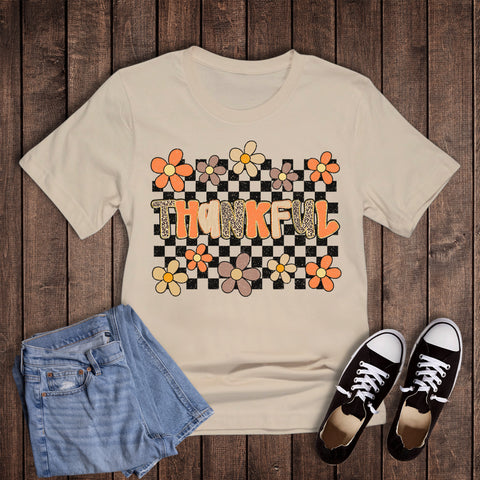 Fall Boho Cheetah Checkered Thankful