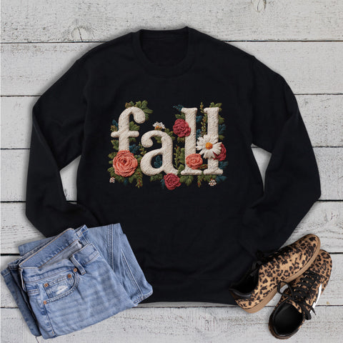 Fall Faux Embroidery Sweatshirt