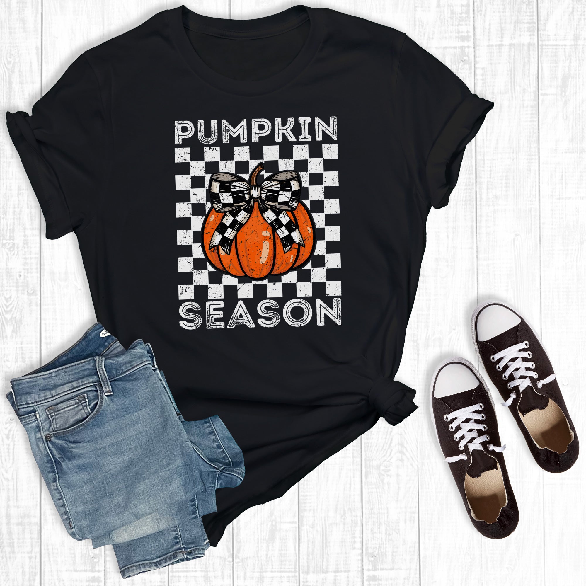 Fall Retro Checkered Pumpkin