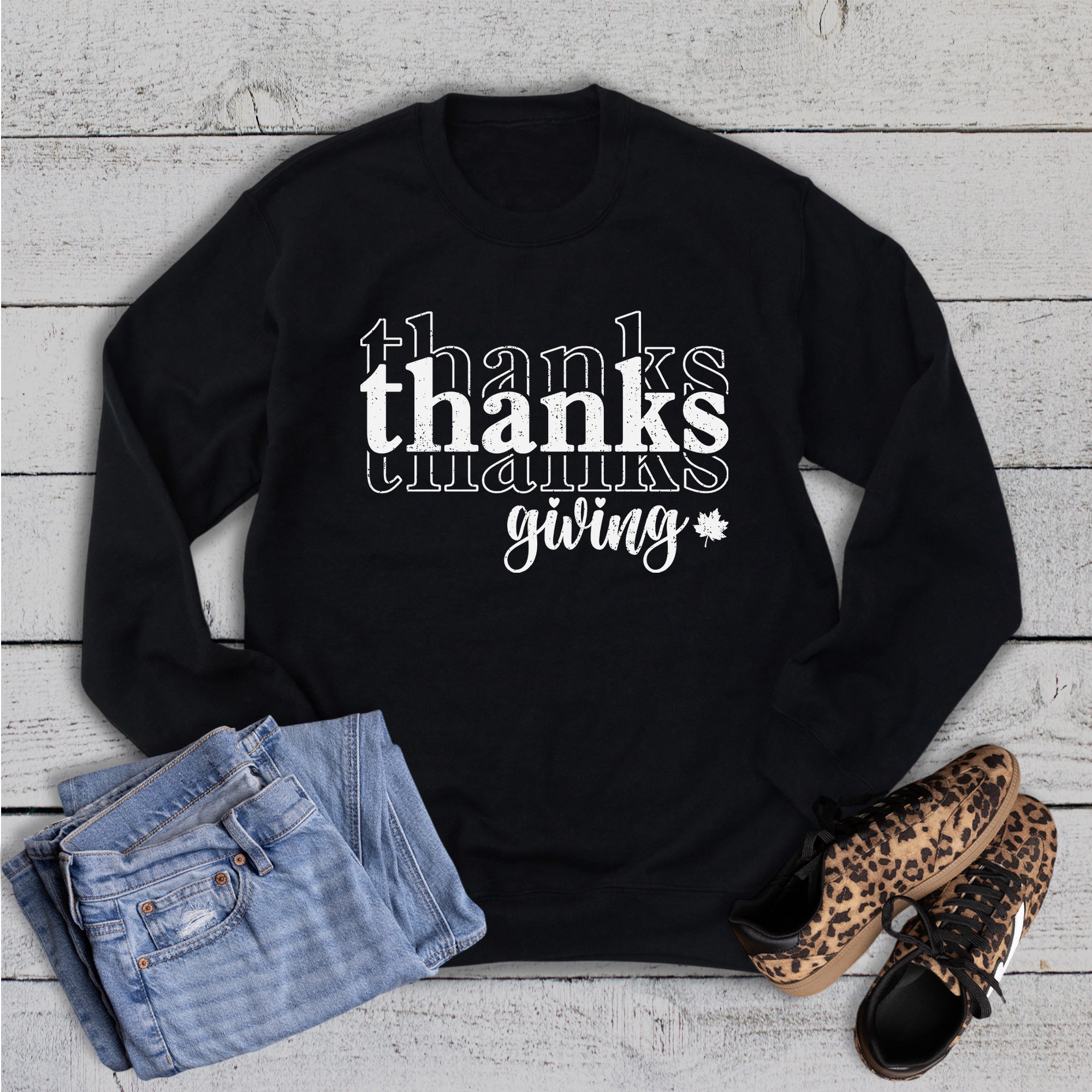 Fall Stacked Thanks Giving Sweatshirt