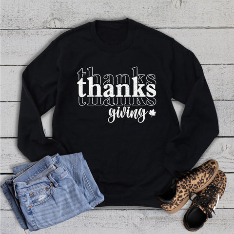 Fall Stacked Thanks Giving Sweatshirt