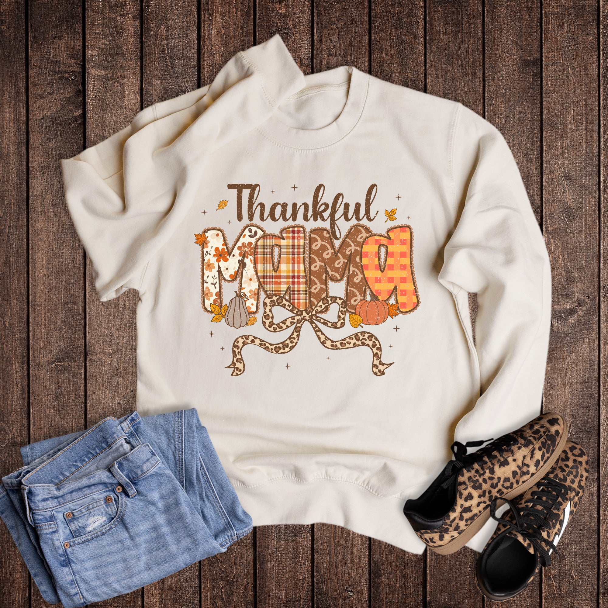 Fall Thankful Mama with Bow Sweatshirt
