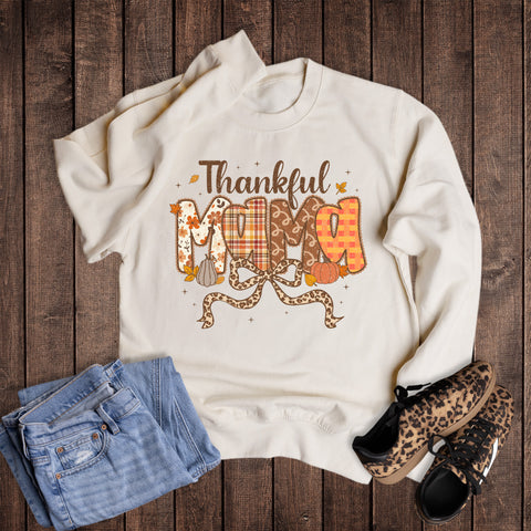 Fall Thankful Mama with Bow Sweatshirt