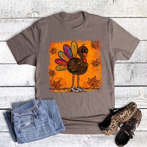 Fall Thanksgiving Turkey with Long Legs and Shoes