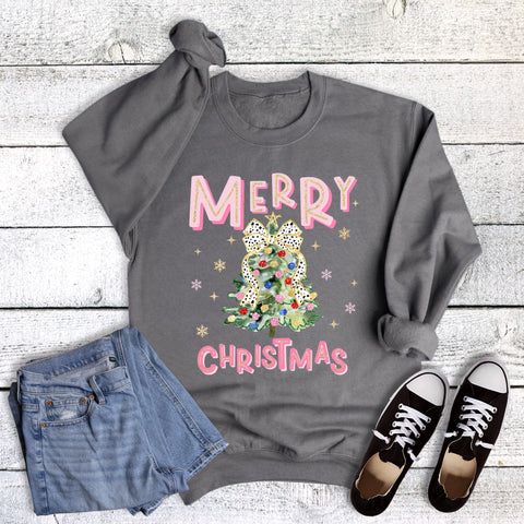 Faux Glitter Merry Christmas Sweatshirt