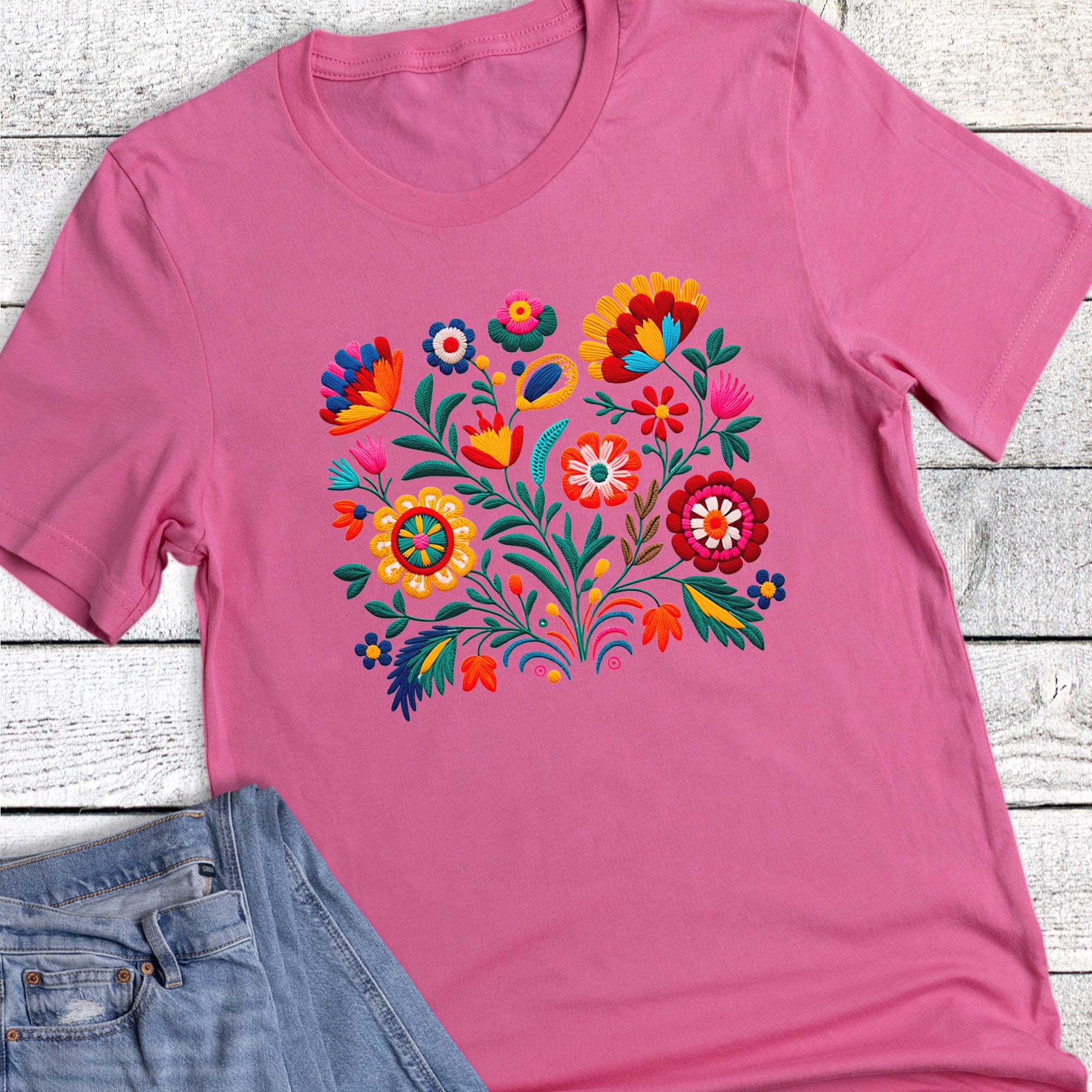 Faux Stich Retro Florals Graphic Tee