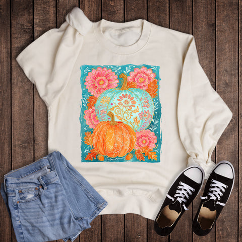 Floral Fall Pumpkin Sweatshirt