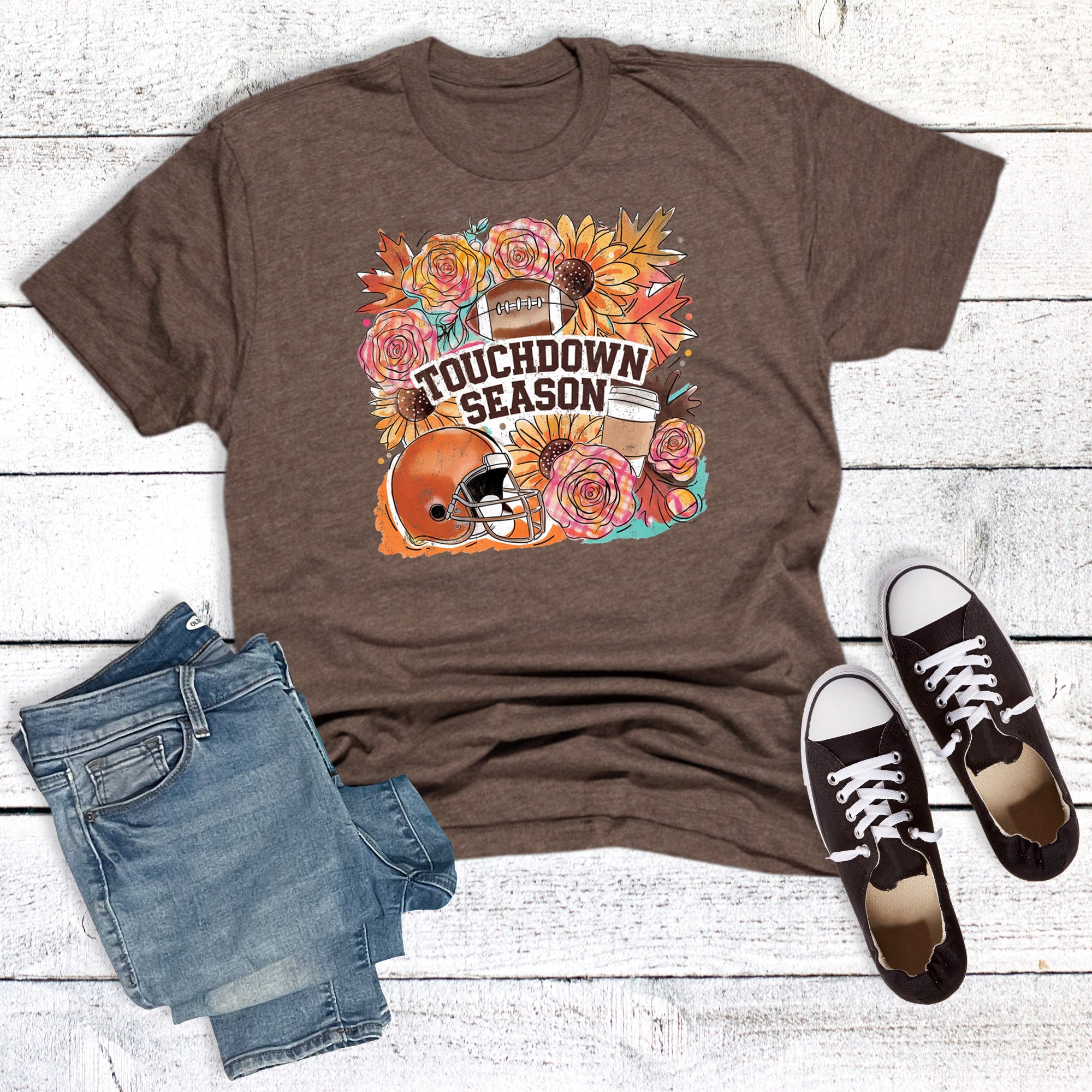 Football Floral Touchdown Season