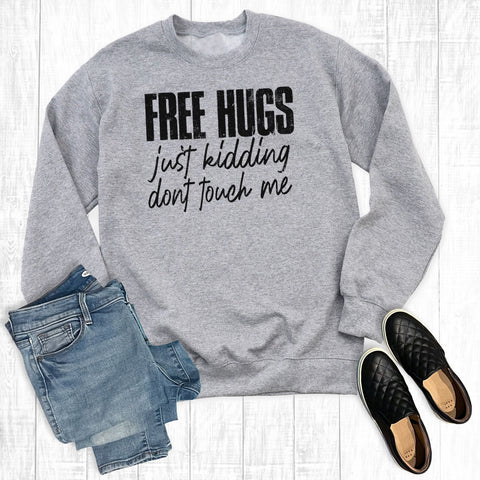 Free Hugs Sweatshirt Light Grey