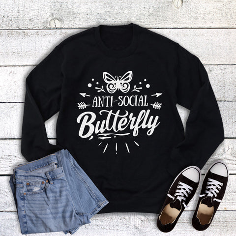 Funny Anti-Social Butterfly Sweatshirt