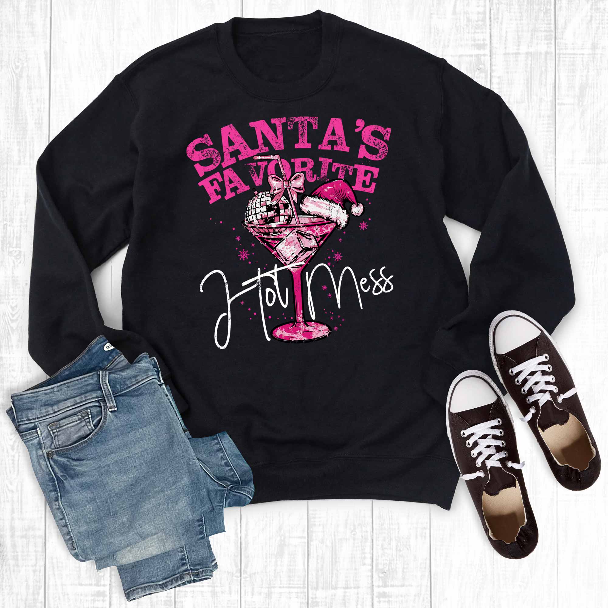 Funny Christmas Santa's Hot Mess Sweatshirt