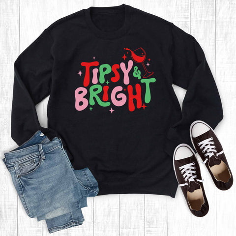 Funny Christmas Tipsy and Bright Graphic Sweatshirt