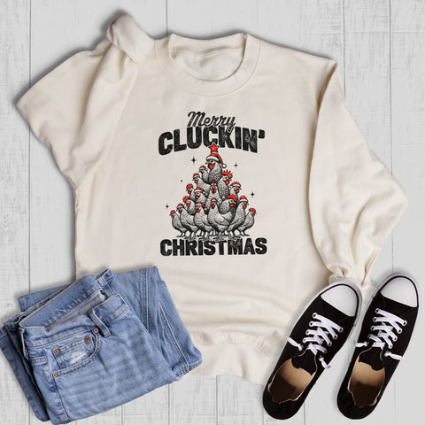 Funny Merry Cluckin Christmas Graphic Sweatshirt