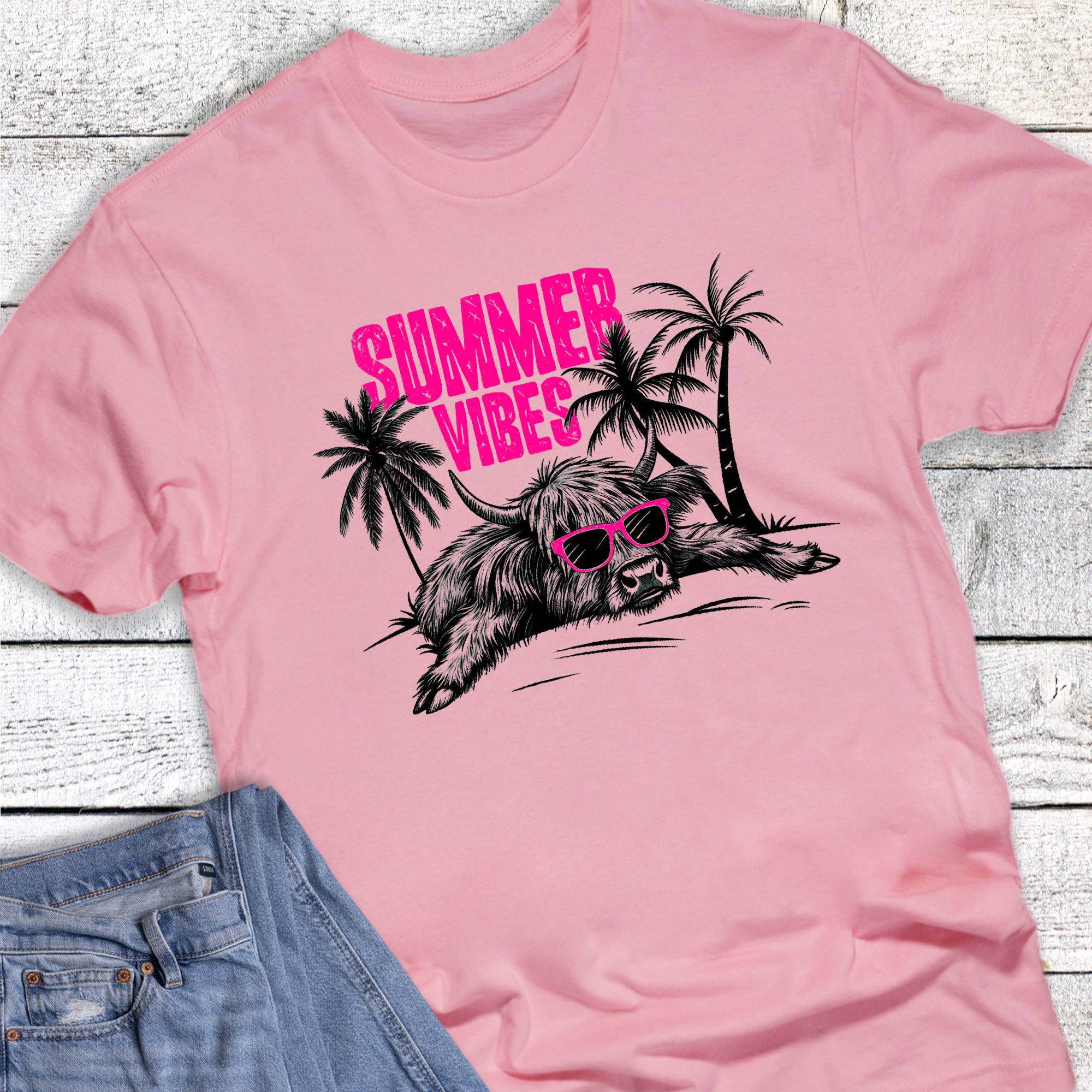 Funny Summer Vibes Highland Cow