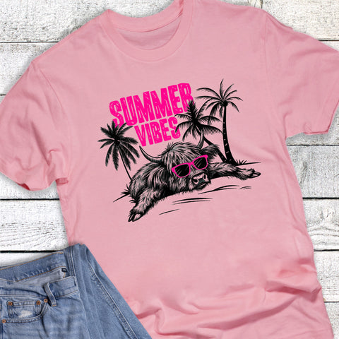 Funny Summer Vibes Highland Cow