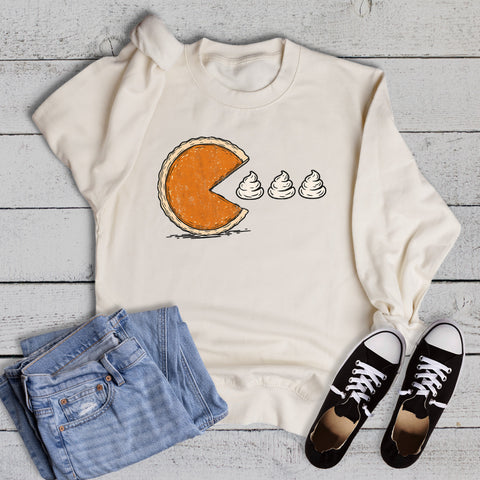 Funny Thanksgiving Pie Eating Whipped Cream Sweatshirt