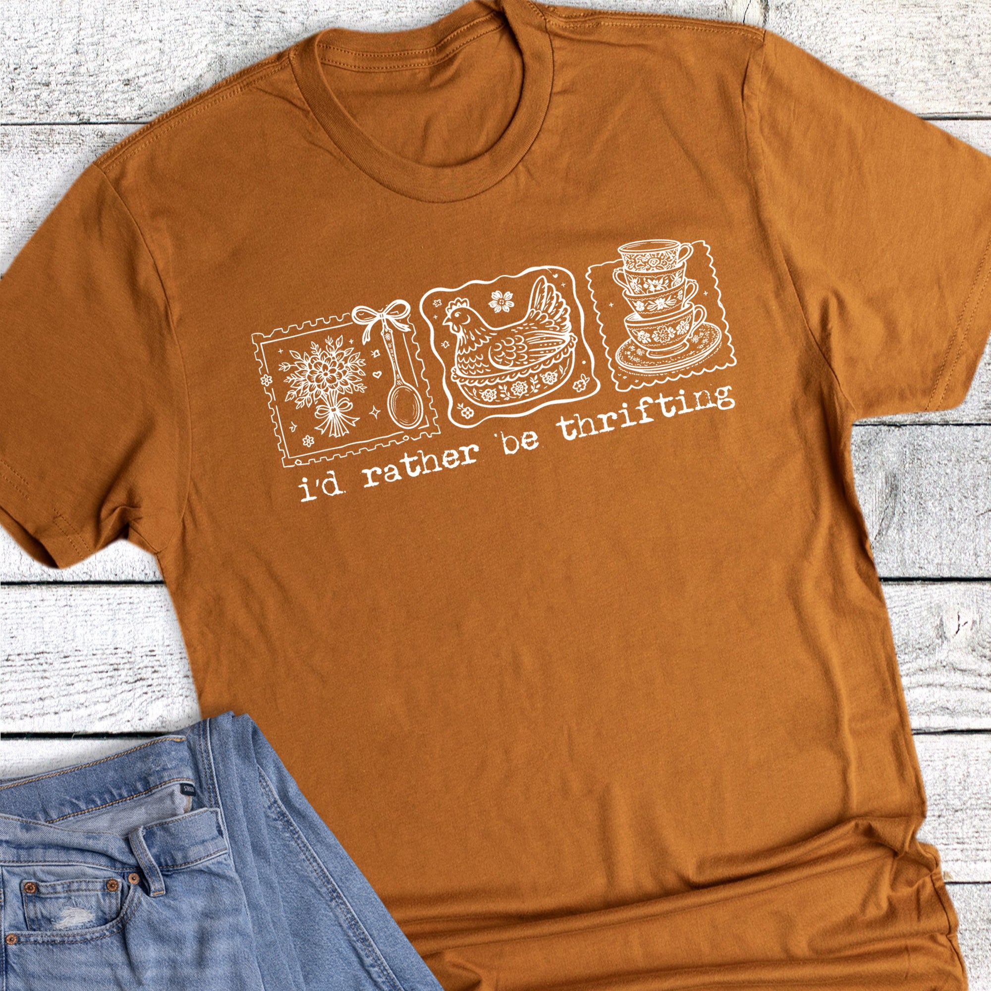 Funny Vintage I'd Rather Be Thrifting Graphic Tee