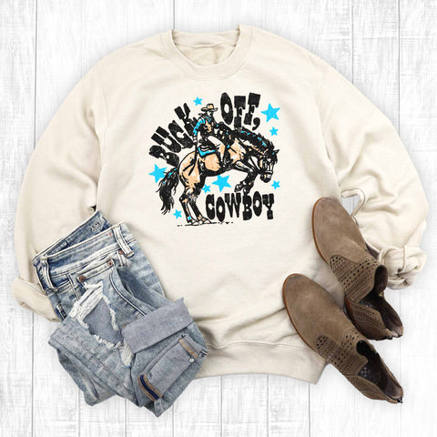 Funny Western Buck Off Cowboy Graphic Sweatshirt