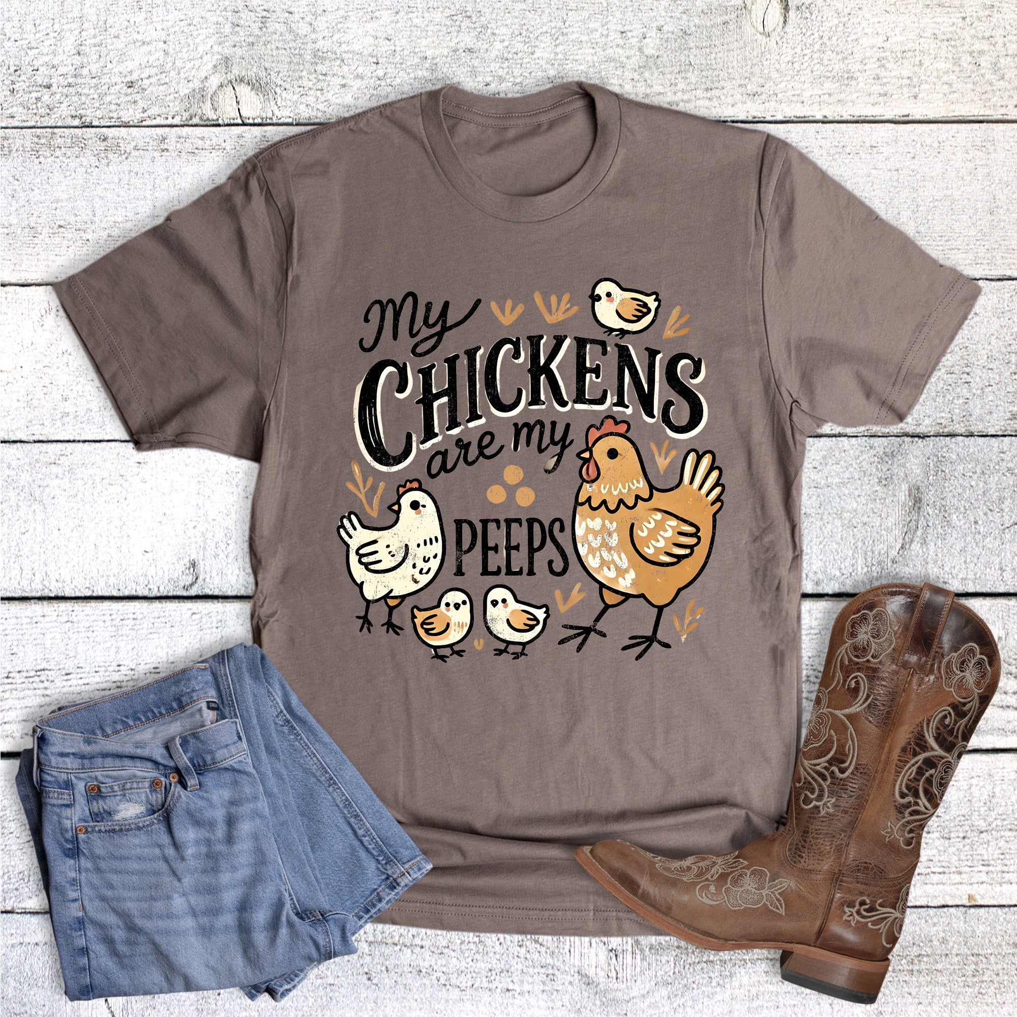 Funny Western Chickens Are My Peeps Graphic Tee
