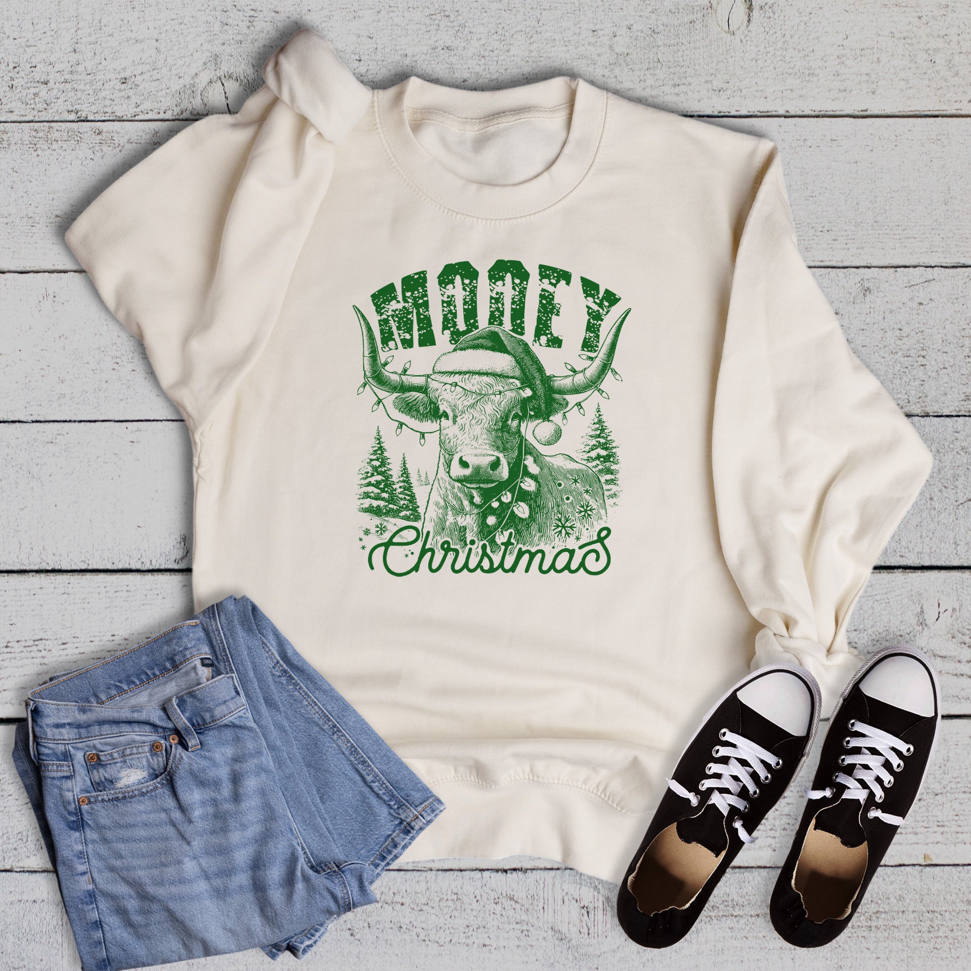 Funny Western Mooey Christmas Sweatshirt