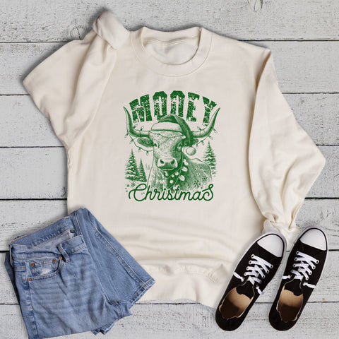 Funny Western Mooey Christmas Sweatshirt